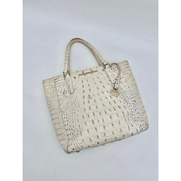 Brahmin Mini Asher Crocodile Leather Cream Satchel Shoulder Bag Women's - Picture 2 of 11